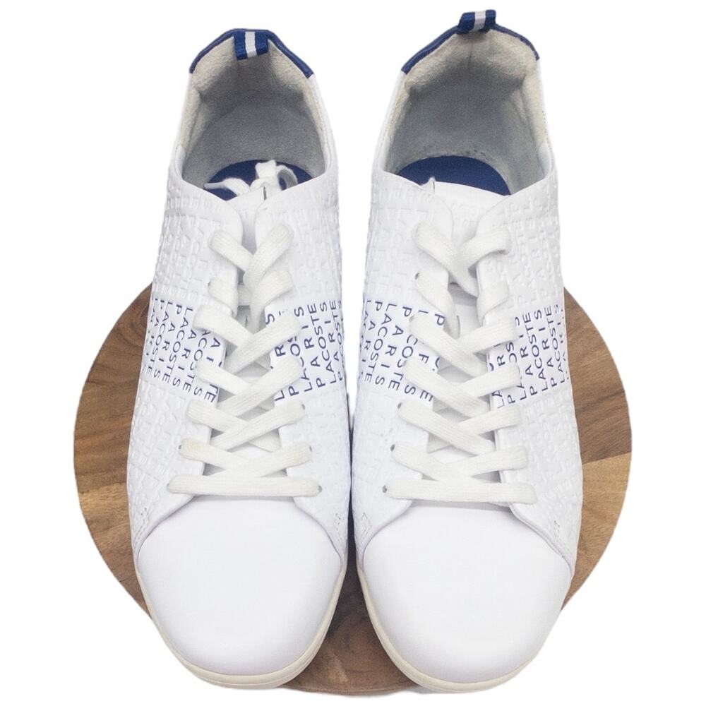 Lacoste Men's Carnaby EVO 119 2 U Sneaker Size 12 White Navy Leather Tennis - Picture 5 of 11